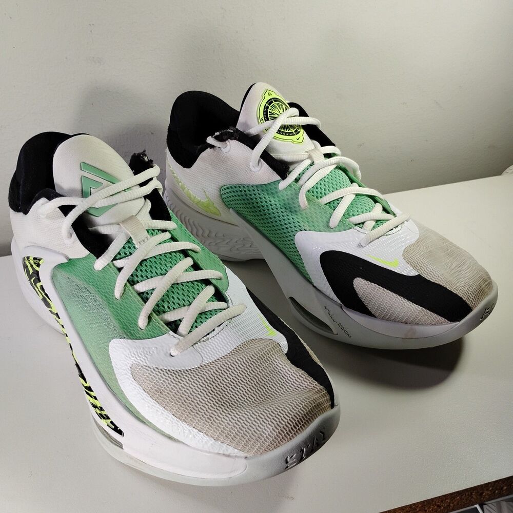 Nike Zoom Freak 4 'Greek Coastline' Sneaker Men 9.5 White Green Basketball Shoes